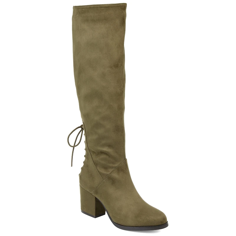 Journee Collection Womens Leeda Extra Wide Calf Riding Boots Block Heel Zip
