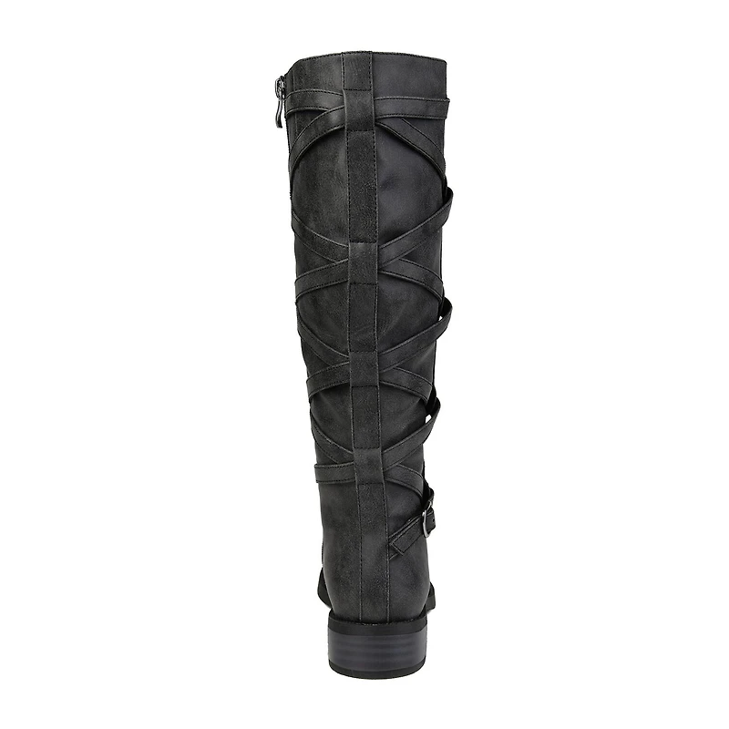 Journee Collection Womens Carly Extra Wide Calf Stacked Heel Riding Boots