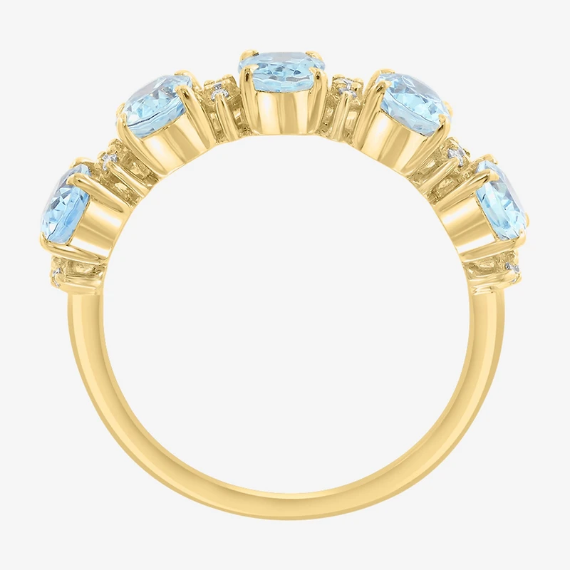 Effy Final Call Limited Quantities! Womens 1/10 CT. T.W. Genuine Blue Aquamarine 14K Gold 5-Stone Band