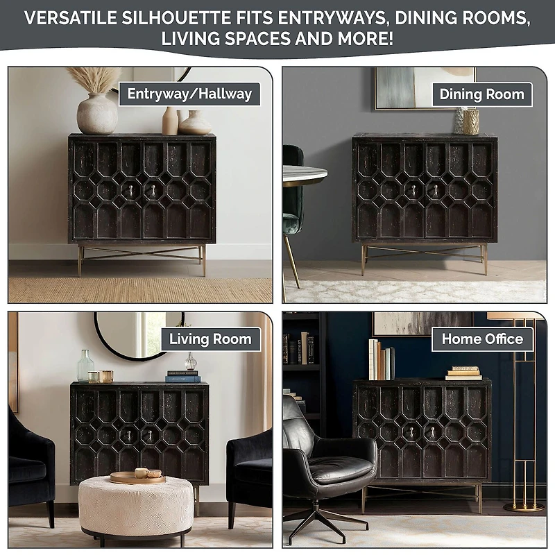 Madison Park Eddy Living Room Collection Storage Accent Cabinet