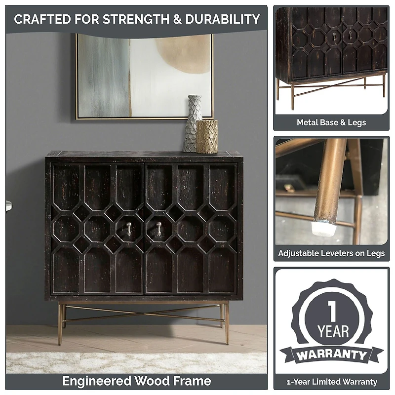 Madison Park Eddy Living Room Collection Storage Accent Cabinet