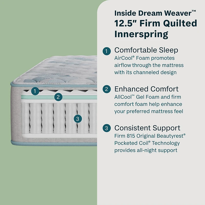 BeautySleep Dream Weaver 12.5" Firm Tight Top - Mattress + Adjustable Base