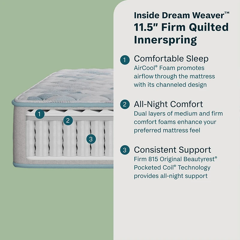 BeautySleep Dream Weaver 11.5" Firm Tight Top - Mattress + Adjustable Base