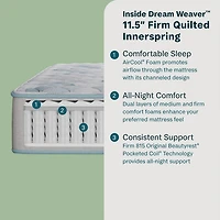 BeautySleep Dream Weaver 11.5" Firm Tight Top - Mattress + Adjustable Base