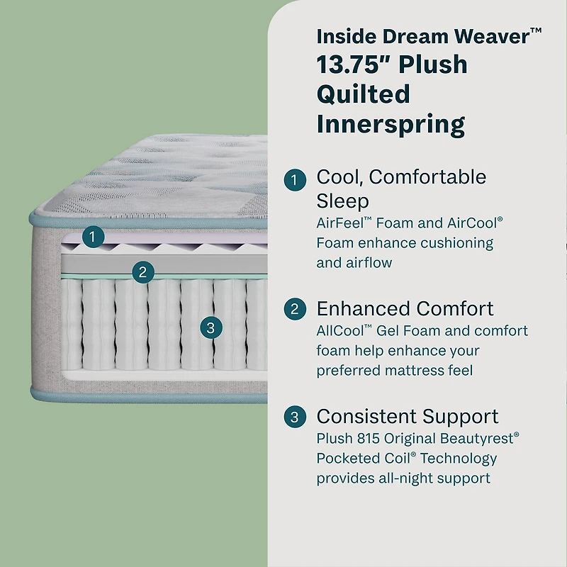 BeautySleep Dream Weaver 13.75" Plush Tight Top - Mattress + Adjustable Base
