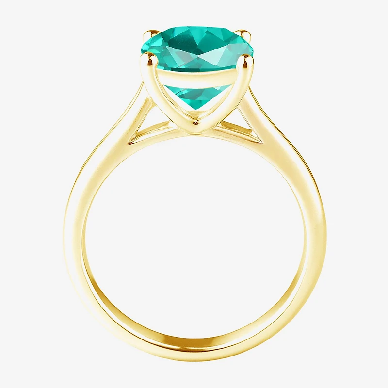 Womens Lab Created Green Yttrium Aluminum Garnet 14K Gold Over Silver Oval Side Stone Cocktail Ring