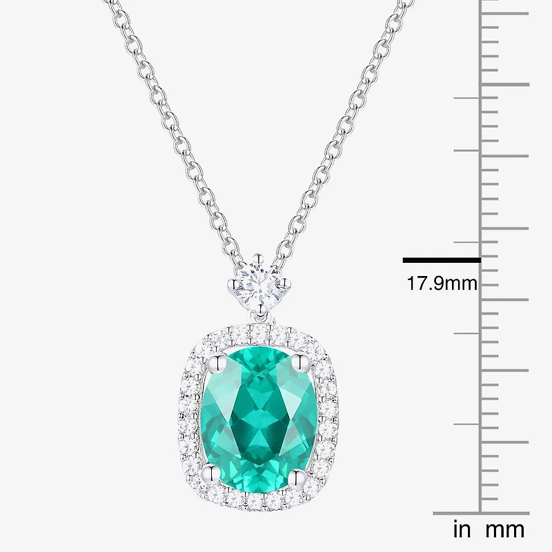 Womens Lab Created Green Yttrium Aluminum Garnet Sterling Silver Oval 18 Inch Pendant Necklace