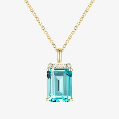 Womens Lab Created Green Yttrium Aluminum Garnet 14K Gold Over Silver 18 Inch Pendant Necklace