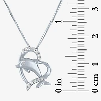 Dolphin Heart (Gh / Si2 I1) Womens 1/10 CT. T.W. Lab Grown White Diamond Sterling Silver Heart 18 Inch Pendant Necklace