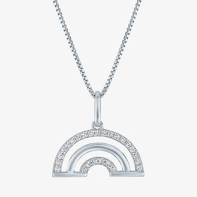 Rainbow (Gh / Si2 I1) Womens 1/10 CT. T.W. Lab Grown White Diamond Sterling Silver 18 Inch Pendant Necklace