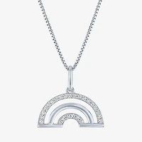 Rainbow (Gh / Si2 I1) Womens 1/10 CT. T.W. Lab Grown White Diamond Sterling Silver 18 Inch Pendant Necklace