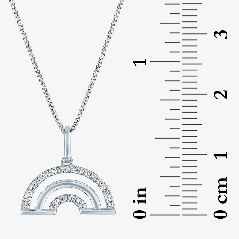 Rainbow (Gh / Si2 I1) Womens 1/10 CT. T.W. Lab Grown White Diamond Sterling Silver 18 Inch Pendant Necklace