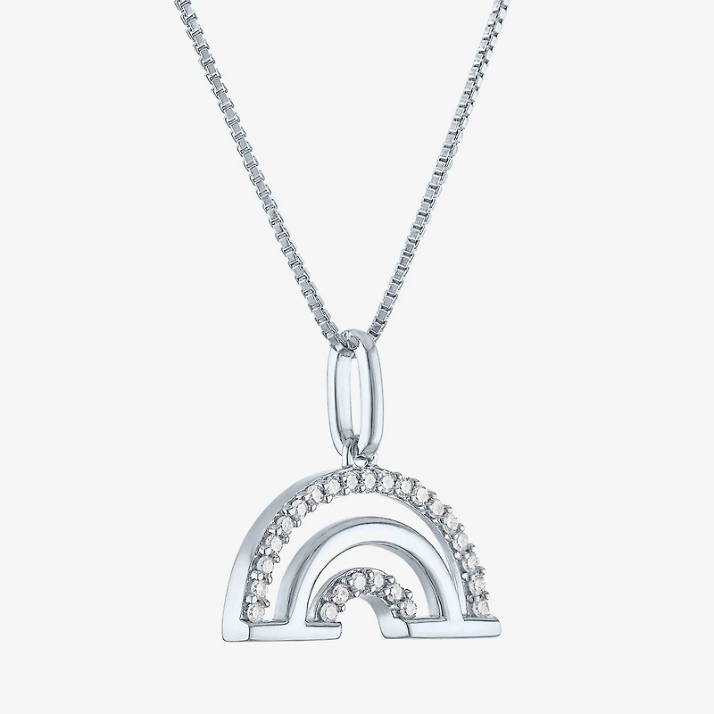 Rainbow (Gh / Si2 I1) Womens 1/10 CT. T.W. Lab Grown White Diamond Sterling Silver 18 Inch Pendant Necklace