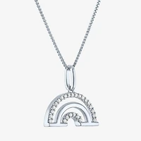 Rainbow (Gh / Si2 I1) Womens 1/10 CT. T.W. Lab Grown White Diamond Sterling Silver 18 Inch Pendant Necklace