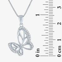Butterfly (Gh / Si2 I1) Womens 1/10 CT. T.W. Lab Grown White Diamond Sterling Silver Butterfly 18 Inch Pendant Necklace