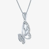 Butterfly (Gh / Si2 I1) Womens 1/10 CT. T.W. Lab Grown White Diamond Sterling Silver Butterfly 18 Inch Pendant Necklace
