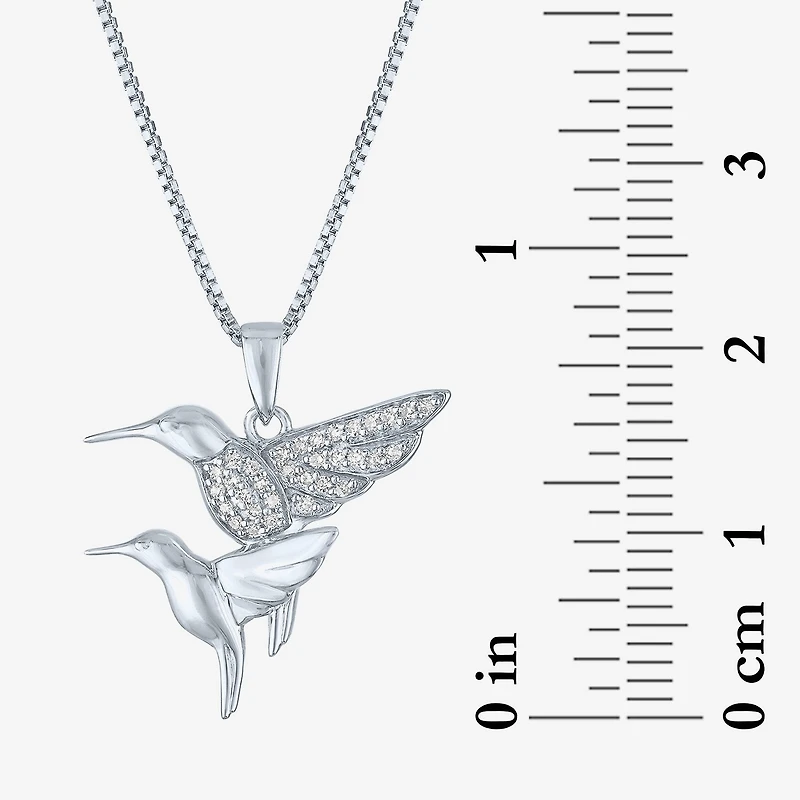 Hummingbird (Gh / Si2 I1) Womens 1/10 CT. T.W. Lab Grown White Diamond Sterling Silver 18 Inch Pendant Necklace