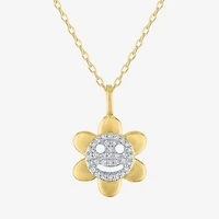 (Gh / Si2 I1) Womens 1/10 CT. T.W. Lab Grown White Diamond 14K Gold Over Silver Flower 16 Inch Pendant Necklace