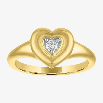 Heart (Gh / Si2 I1) Womens 1/10 CT. T.W. Lab Grown White Diamond 14K Gold Over Silver Sterling Cocktail Ring