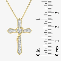 Cross (G-H / Si2-I1) Womens 1/4 CT. T.W. Lab Grown White Diamond 14K Gold Over Silver Cross Heart 18 Inch Pendant Necklace
