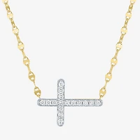 Sideways (G-H / Si2-I1) Womens 1/4 CT. T.W. Lab Grown White Diamond 14K Gold Over Silver Cross 16 Inch Pendant Necklace