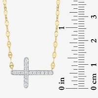 Sideways (G-H / Si2-I1) Womens 1/4 CT. T.W. Lab Grown White Diamond 14K Gold Over Silver Cross 16 Inch Pendant Necklace