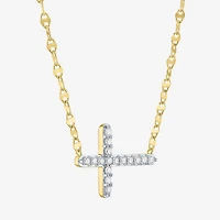 Sideways (G-H / Si2-I1) Womens 1/4 CT. T.W. Lab Grown White Diamond 14K Gold Over Silver Cross 16 Inch Pendant Necklace