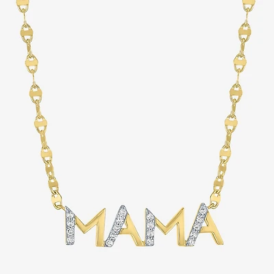 Mama (G-H / Si2-I1) Womens 1/10 CT. T.W. Lab Grown White Diamond 14K Gold Over Silver 18 Inch Pendant Necklace
