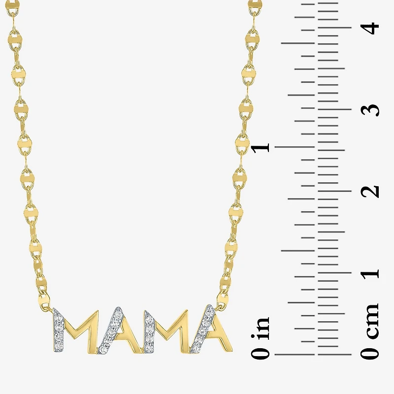 Mama (G-H / Si2-I1) Womens 1/10 CT. T.W. Lab Grown White Diamond 14K Gold Over Silver 18 Inch Pendant Necklace