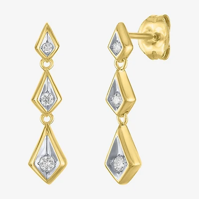 (Gh / Si2 I1) Womens 1/10 CT. T.W. Lab Grown White Diamond 14K Gold Over Silver Drop Earrings