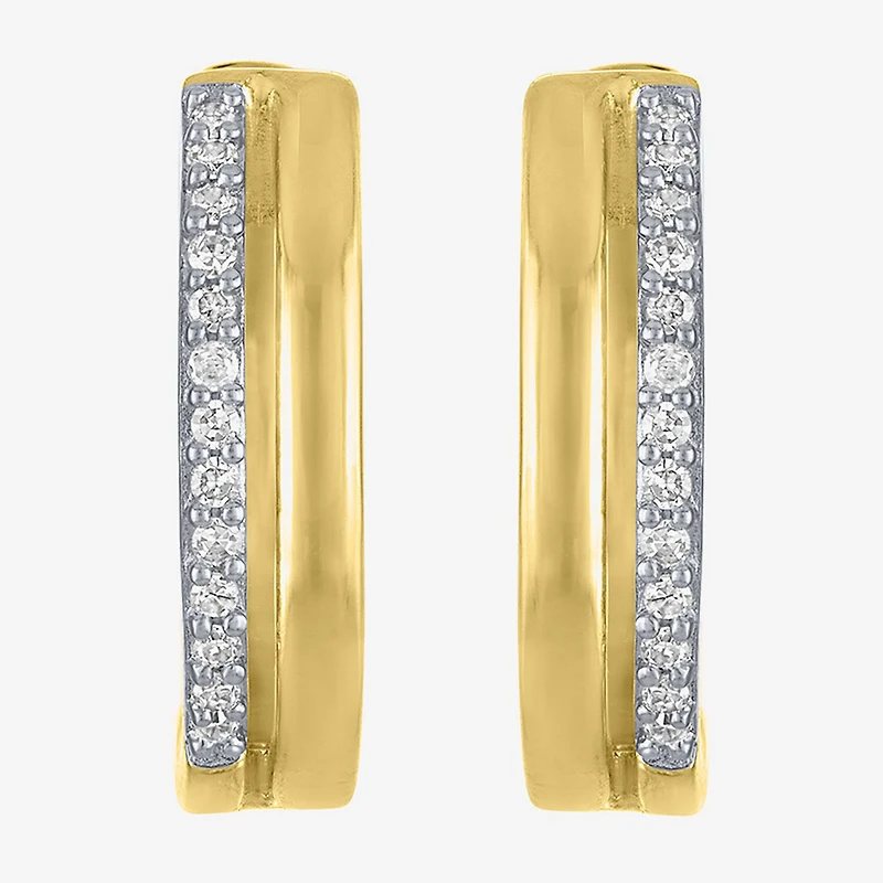 (G-H / Si2-I1) Womens 1/10 CT. T.W. Lab Grown White Diamond 14K Gold Over Silver 15mm Hoop Earrings