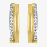 (G-H / Si2-I1) Womens 1/10 CT. T.W. Lab Grown White Diamond 14K Gold Over Silver 15mm Hoop Earrings