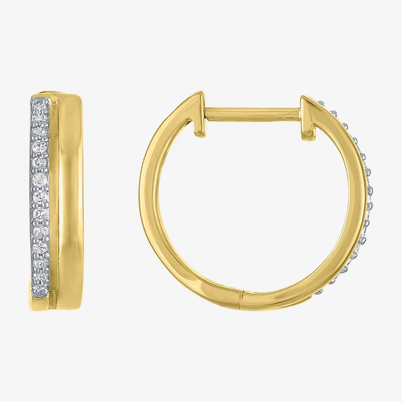 (G-H / Si2-I1) Womens 1/10 CT. T.W. Lab Grown White Diamond 14K Gold Over Silver 15mm Hoop Earrings