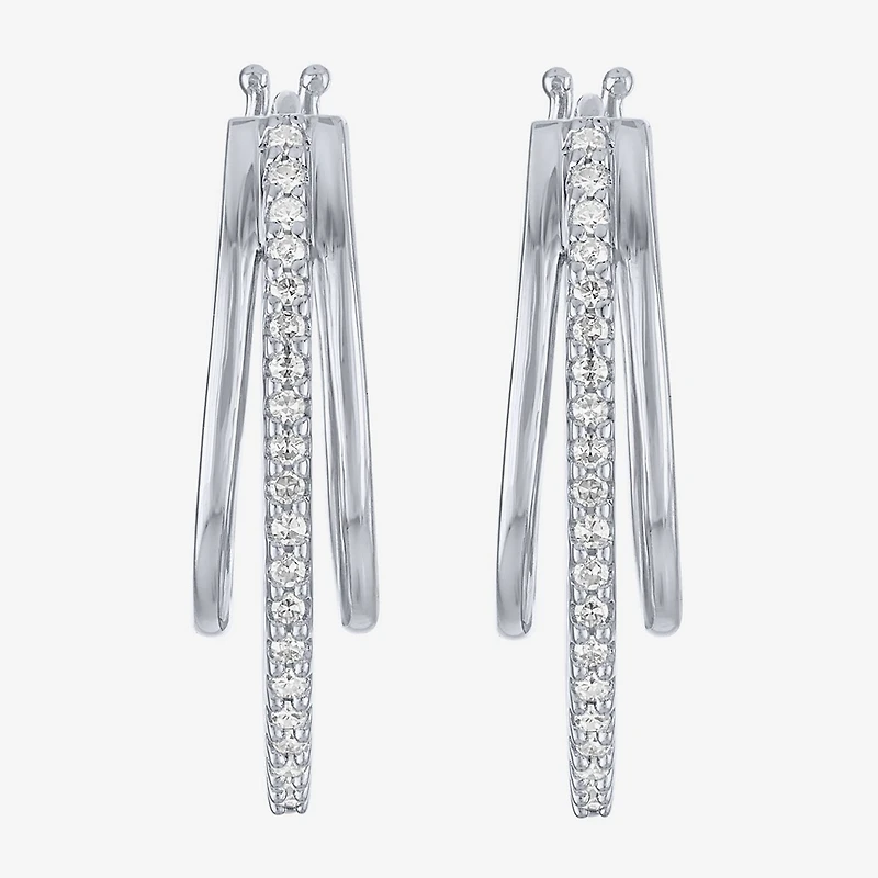 (G-H / Si2-I1) Womens 1/4 CT. T.W. Lab Grown White Diamond Sterling Silver 24mm Hoop Earrings