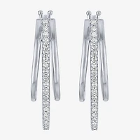 (G-H / Si2-I1) Womens 1/4 CT. T.W. Lab Grown White Diamond Sterling Silver 24mm Hoop Earrings