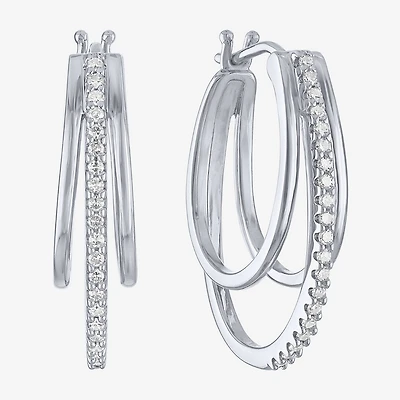 (G-H / Si2-I1) Womens 1/4 CT. T.W. Lab Grown White Diamond Sterling Silver 24mm Hoop Earrings