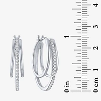 (G-H / Si2-I1) Womens 1/4 CT. T.W. Lab Grown White Diamond Sterling Silver 24mm Hoop Earrings