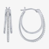 (G-H / Si2-I1) Womens 1/4 CT. T.W. Lab Grown White Diamond Sterling Silver 24mm Hoop Earrings