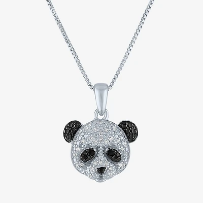 Panda (G-H / Si2-I1) Womens 1/10 CT. T.W. Natural Black Diamond Sterling Silver 18 Inch Pendant Necklace