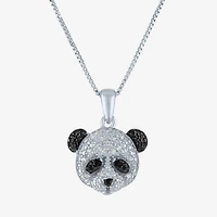 Panda (G-H / Si2-I1) Womens 1/10 CT. T.W. Natural Black Diamond Sterling Silver 18 Inch Pendant Necklace