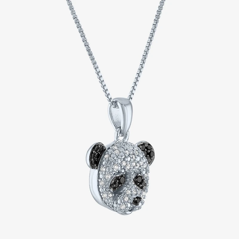 Panda (G-H / Si2-I1) Womens 1/10 CT. T.W. Natural Black Diamond Sterling Silver 18 Inch Pendant Necklace