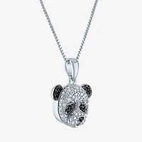 Panda (G-H / Si2-I1) Womens 1/10 CT. T.W. Natural Black Diamond Sterling Silver 18 Inch Pendant Necklace