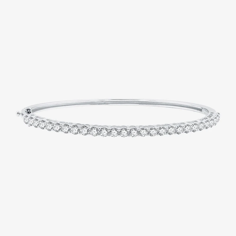(G / Si1-Si2) Womens 3 CT. T.W. Lab Grown White Diamond Sterling Silver Round Bangle Bracelet