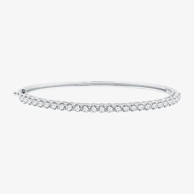 (G / Si1-Si2) Womens 3 CT. T.W. Lab Grown White Diamond Sterling Silver Round Bangle Bracelet