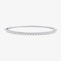 (G / Si1-Si2) Womens 3 CT. T.W. Lab Grown White Diamond Sterling Silver Round Bangle Bracelet