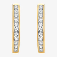(G / Si1-Si2) Womens 1 CT. T.W. Lab Grown White Diamond Sterling Silver 24.8mm Oval Hoop Earrings