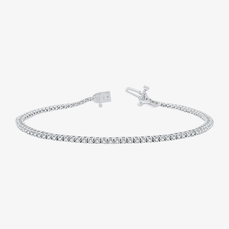 (G / Si1-Si2) Womens 1 CT. T.W. Lab Grown White Diamond Sterling Silver 7.5 Inch Tennis Bracelet