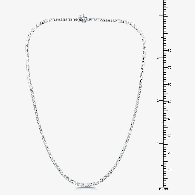 (G / Si1-Si2) Womens 3 CT.T.W. Lab Grown White Diamond Sterling Silver 18 Inch Tennis Necklace