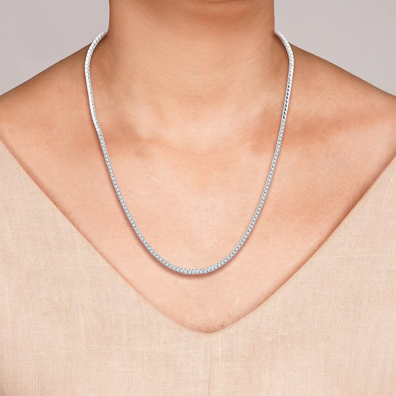 (G / Si1-Si2) Womens 3 CT.T.W. Lab Grown White Diamond Sterling Silver 18 Inch Tennis Necklace