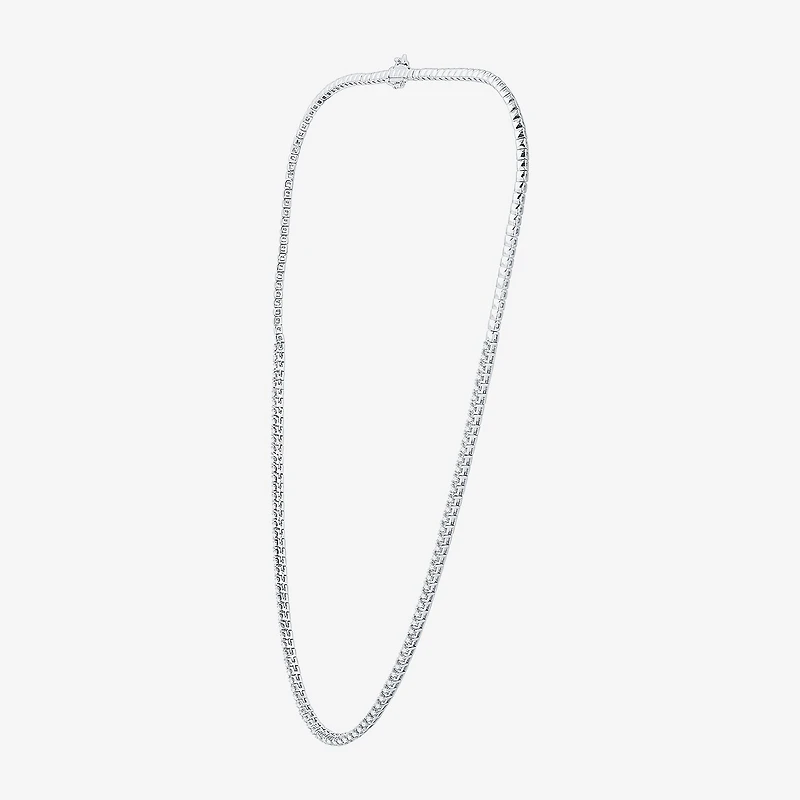 (G / Si1-Si2) Womens 3 CT.T.W. Lab Grown White Diamond Sterling Silver 18 Inch Tennis Necklace